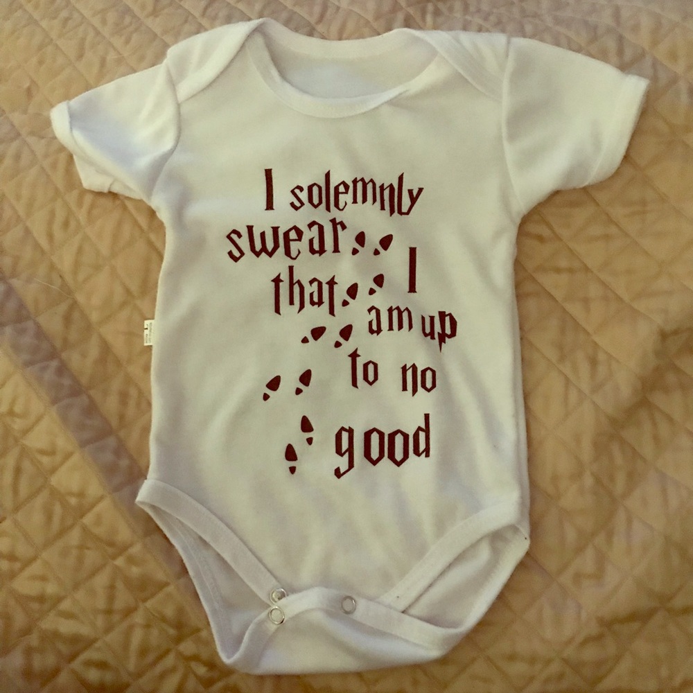 3-6 month onesie. Harry Potter onesie.